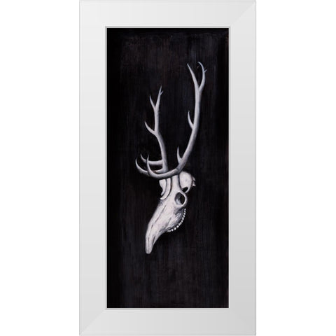 DEER SKULL IN THE DARK White Modern Wood Framed Art Print by Atelier B Art Studio