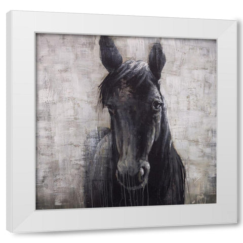BLACK HORSE White Modern Wood Framed Art Print by Atelier B Art Studio