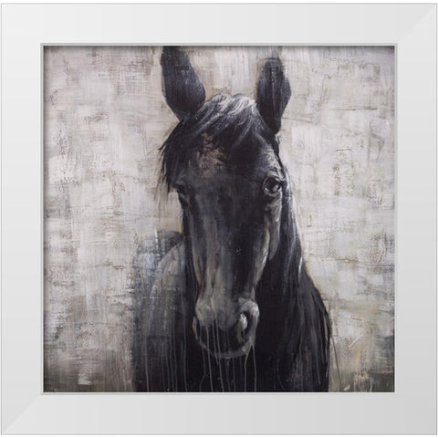 BLACK HORSE White Modern Wood Framed Art Print by Atelier B Art Studio