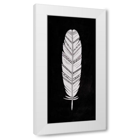 White Feather White Modern Wood Framed Art Print by Atelier B Art Studio