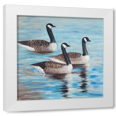 Bustards in the Water White Modern Wood Framed Art Print by Atelier B Art Studio