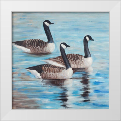 Bustards in the Water White Modern Wood Framed Art Print by Atelier B Art Studio