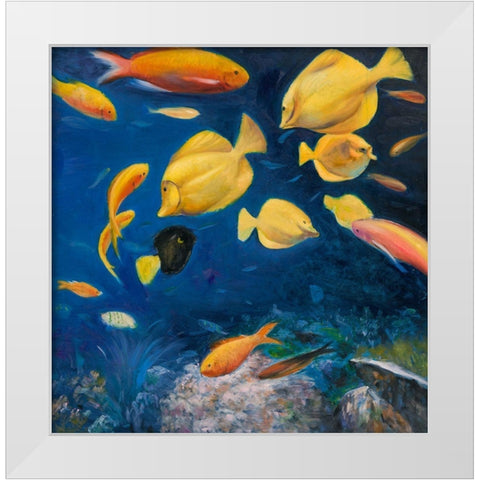 FISH UNDER THE SEA White Modern Wood Framed Art Print by Atelier B Art Studio