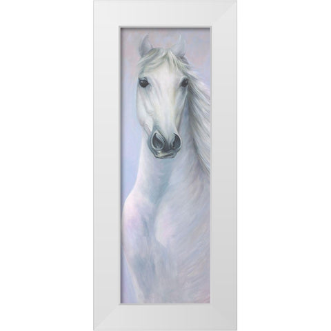 POWERFUL WHITE HORSE White Modern Wood Framed Art Print by Atelier B Art Studio