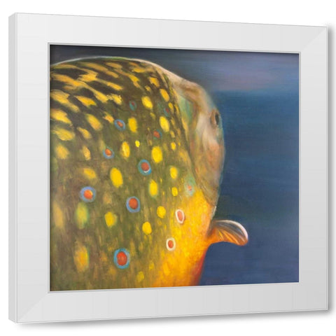 Golden Trout Fish White Modern Wood Framed Art Print by Atelier B Art Studio