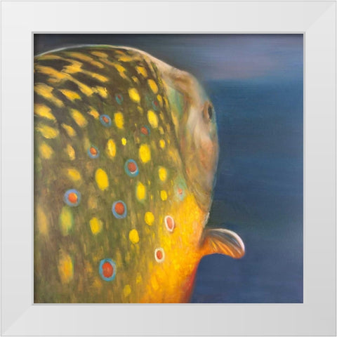 Golden Trout Fish White Modern Wood Framed Art Print by Atelier B Art Studio