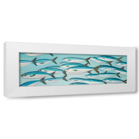 Small Fishs of Caesio Caerulaurea White Modern Wood Framed Art Print by Atelier B Art Studio