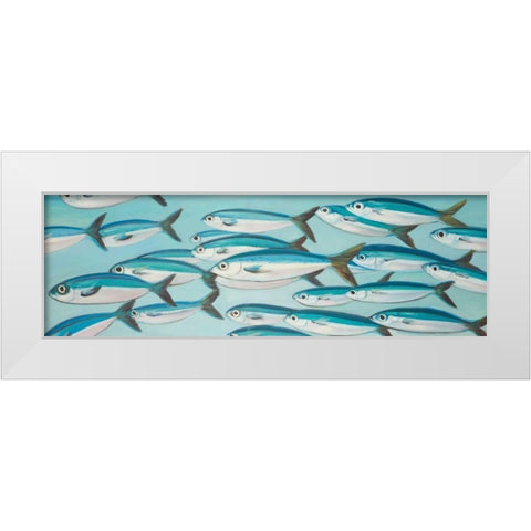 Small Fishs of Caesio Caerulaurea White Modern Wood Framed Art Print by Atelier B Art Studio