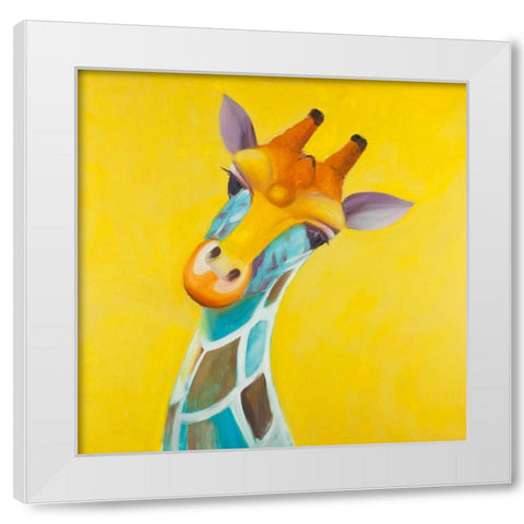 Colorful Giraffe White Modern Wood Framed Art Print by Atelier B Art Studio