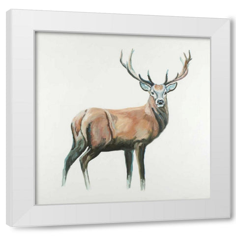 Deer White Modern Wood Framed Art Print by Atelier B Art Studio