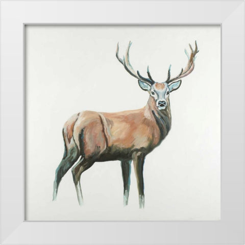 Deer White Modern Wood Framed Art Print by Atelier B Art Studio