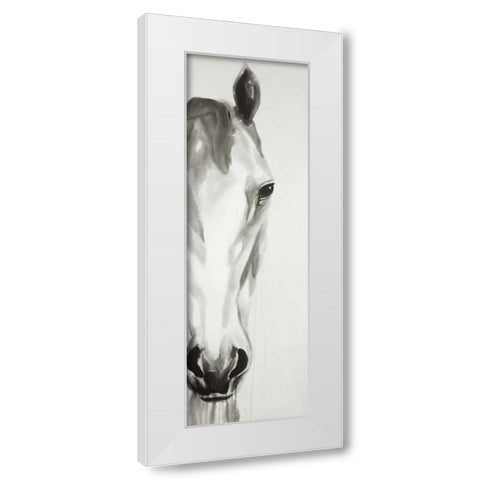 Black and White Horse Face White Modern Wood Framed Art Print by Atelier B Art Studio