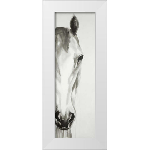 Black and White Horse Face White Modern Wood Framed Art Print by Atelier B Art Studio