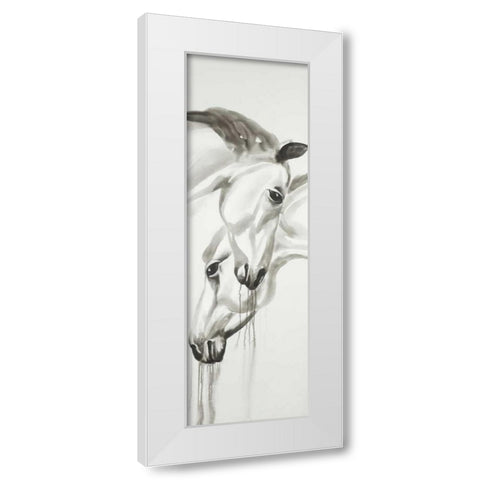 Black and White Horses White Modern Wood Framed Art Print by Atelier B Art Studio