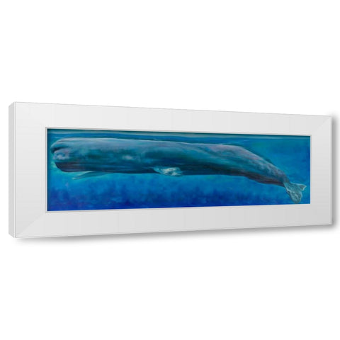Sperm Whale White Modern Wood Framed Art Print by Atelier B Art Studio