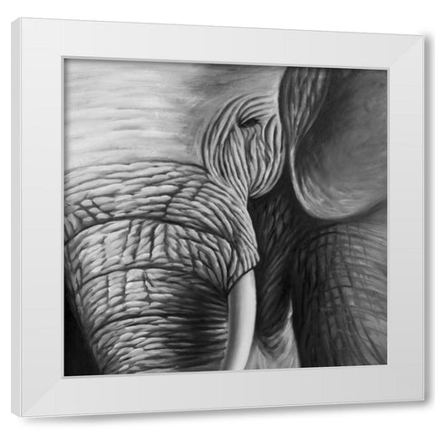 Elephants White Modern Wood Framed Art Print by Atelier B Art Studio