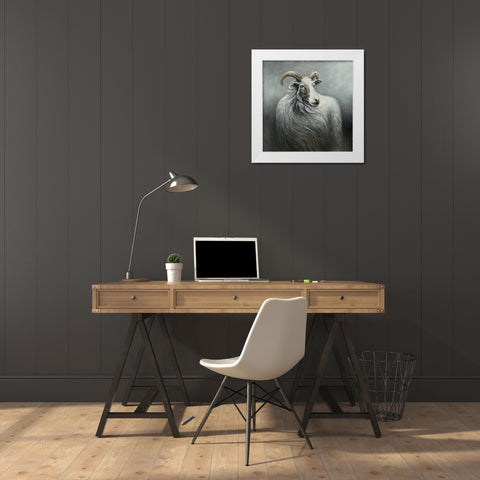Cashmere Goat White Modern Wood Framed Art Print by Atelier B Art Studio