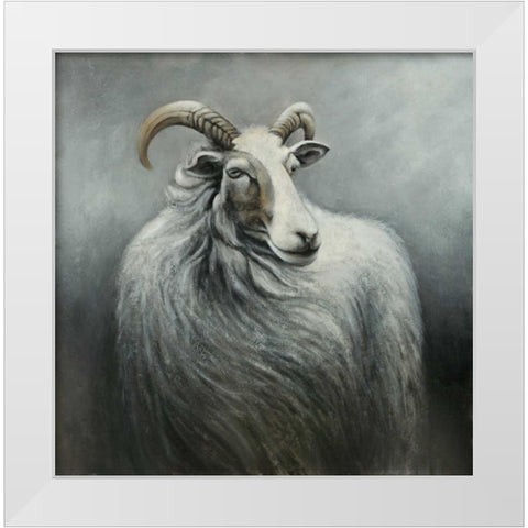 Cashmere Goat White Modern Wood Framed Art Print by Atelier B Art Studio