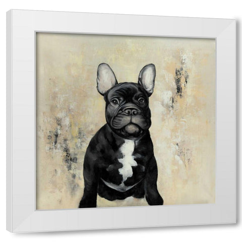 French Bulldogs White Modern Wood Framed Art Print by Atelier B Art Studio