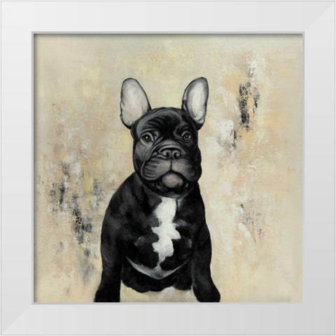 French Bulldogs White Modern Wood Framed Art Print by Atelier B Art Studio