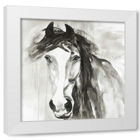 Beautiful Wild Horse White Modern Wood Framed Art Print by Atelier B Art Studio