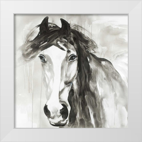 Beautiful Wild Horse White Modern Wood Framed Art Print by Atelier B Art Studio