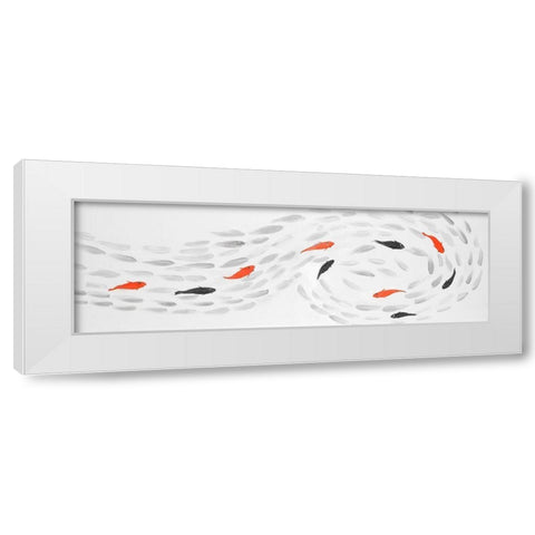 SWIMMING FISH SWIRL White Modern Wood Framed Art Print by Atelier B Art Studio
