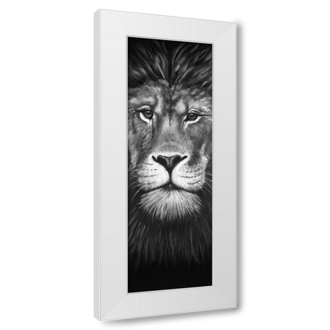 Lion Portrait White Modern Wood Framed Art Print by Atelier B Art Studio