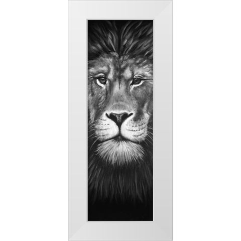Lion Portrait White Modern Wood Framed Art Print by Atelier B Art Studio