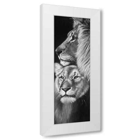 Lion and Lioness White Modern Wood Framed Art Print by Atelier B Art Studio