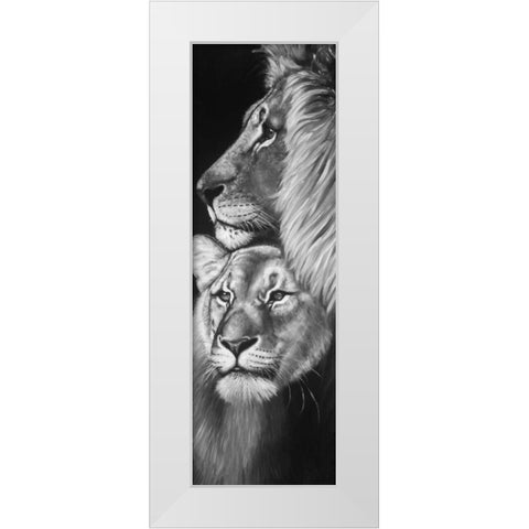 Lion and Lioness White Modern Wood Framed Art Print by Atelier B Art Studio