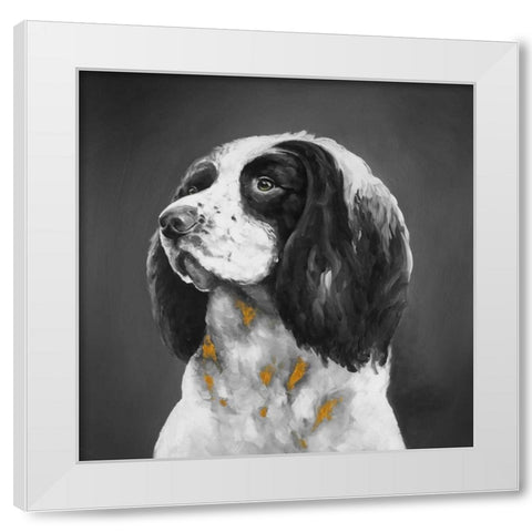 English Springer Spaniel Dog White Modern Wood Framed Art Print by Atelier B Art Studio