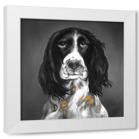 Beautiful English Springer Spaniel White Modern Wood Framed Art Print by Atelier B Art Studio