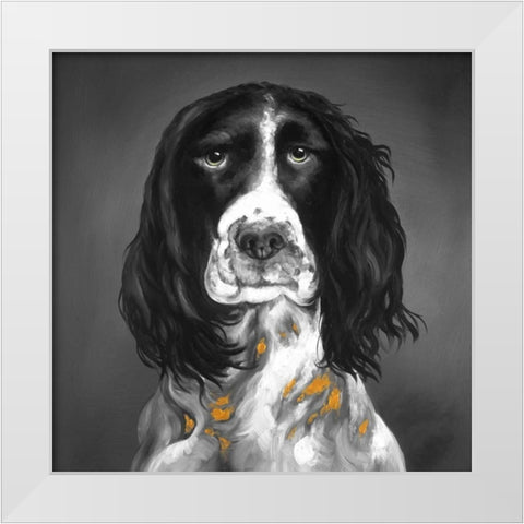 Beautiful English Springer Spaniel White Modern Wood Framed Art Print by Atelier B Art Studio