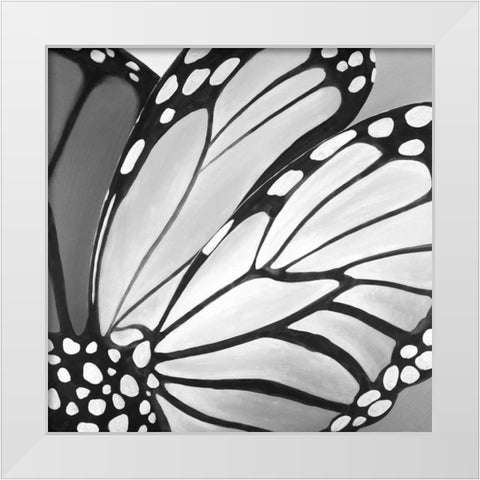 Butterfly Wings White Modern Wood Framed Art Print by Atelier B Art Studio