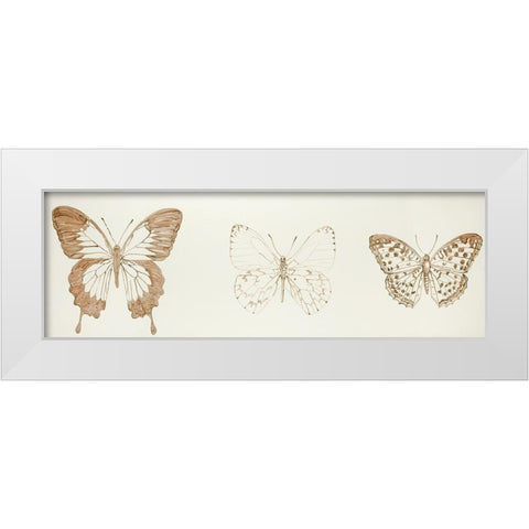 Butterflies Sketch White Modern Wood Framed Art Print by Atelier B Art Studio