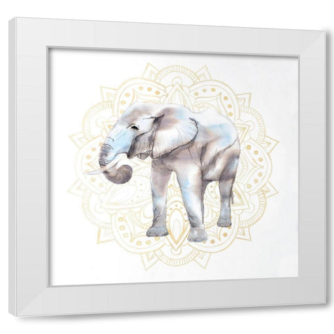 ELEPHANT ON MANDALAS PATERN White Modern Wood Framed Art Print by Atelier B Art Studio