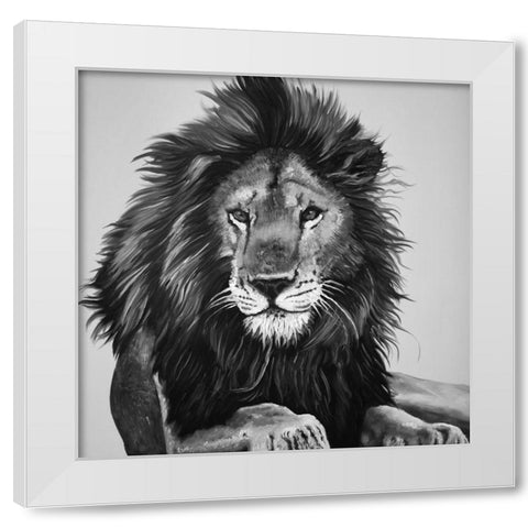 THE LION KING White Modern Wood Framed Art Print by Atelier B Art Studio