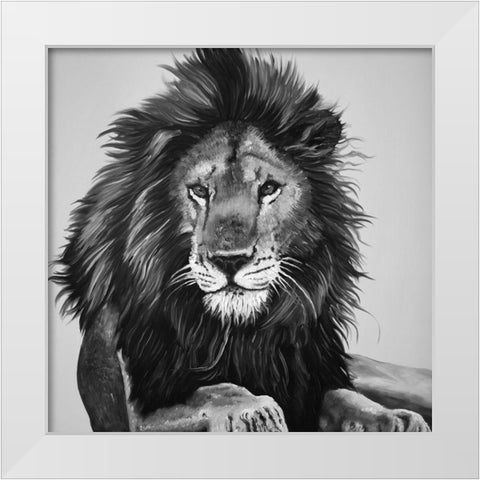 THE LION KING White Modern Wood Framed Art Print by Atelier B Art Studio
