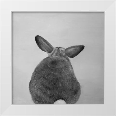 LITTLE RABBIT FROM BEHIND White Modern Wood Framed Art Print by Atelier B Art Studio