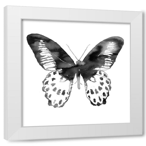 BLACK BUTTERFLY White Modern Wood Framed Art Print by Atelier B Art Studio
