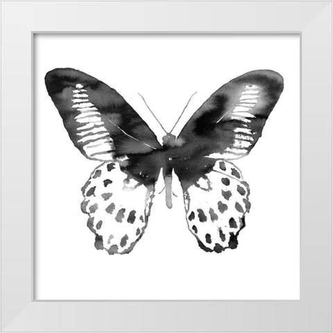 BLACK BUTTERFLY White Modern Wood Framed Art Print by Atelier B Art Studio
