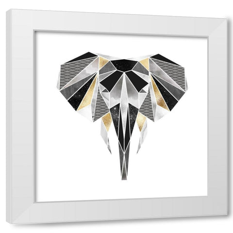 GEOMETRIC ELEPHANT White Modern Wood Framed Art Print by Atelier B Art Studio