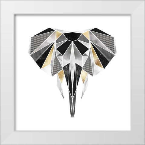 GEOMETRIC ELEPHANT White Modern Wood Framed Art Print by Atelier B Art Studio