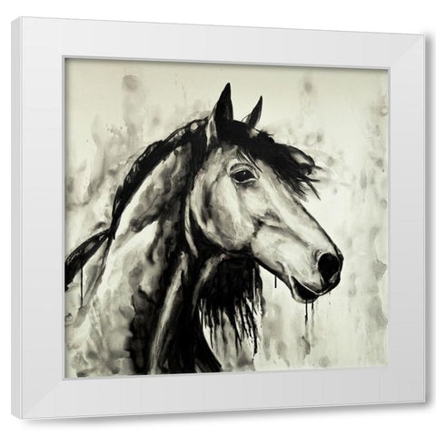 SPIRIT HORSE White Modern Wood Framed Art Print by Atelier B Art Studio