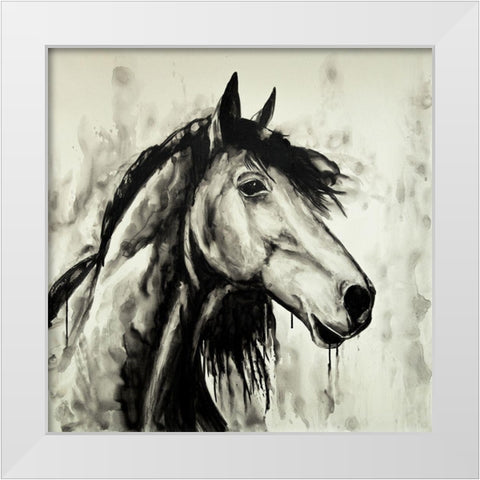 SPIRIT HORSE White Modern Wood Framed Art Print by Atelier B Art Studio