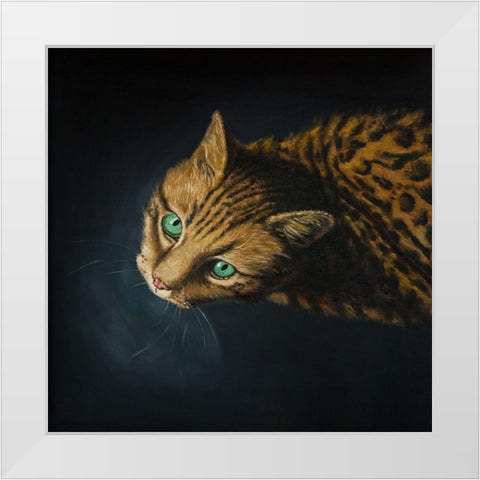 BENGAL CAT White Modern Wood Framed Art Print by Atelier B Art Studio