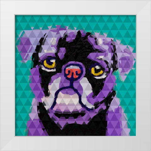 Geometric Pug White Modern Wood Framed Art Print by Atelier B Art Studio
