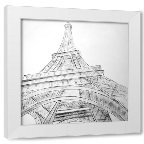 EIFFEL TOWER SKETCH White Modern Wood Framed Art Print by Atelier B Art Studio