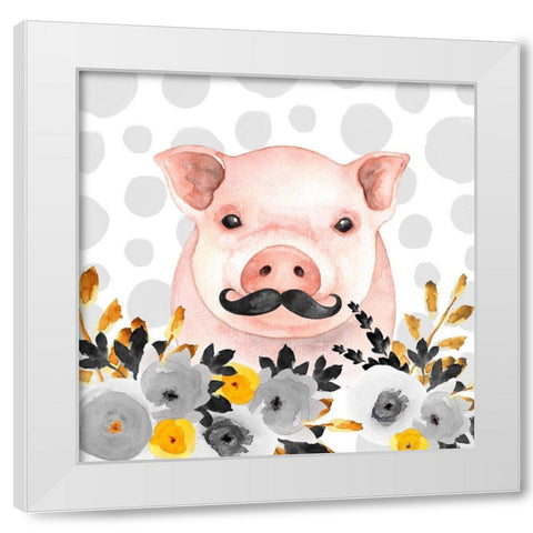 LITTLE DISGUISED PIG White Modern Wood Framed Art Print by Atelier B Art Studio